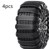 Black 4PCs Automobile Emergency General-purpose Snow Cleat Tire Chain