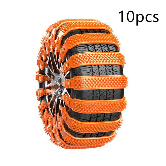 Yellow 10PCs Automobile Emergency General-purpose Snow Cleat Tire Chain