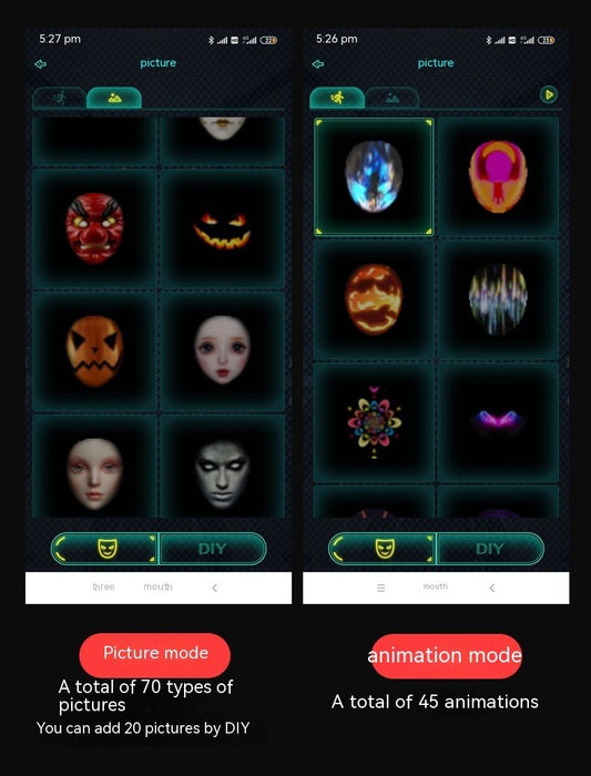 Halloween Full Color LED Luminous Face Changing Mask - Party & Bar Props