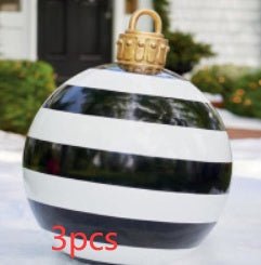 60CM Inflatable Christmas Ornament Ball - Giant Outdoor PVC Decoration for Festive Xmas Trees