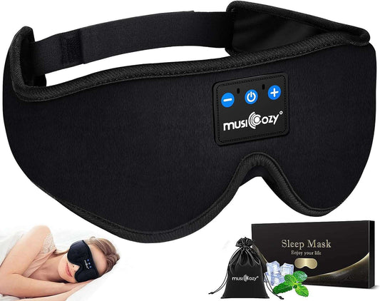 Black Bluetooth 5.2 Headband Sleeping Headphones, Wireless Music Earbuds