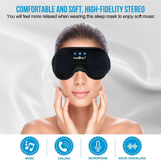 Black Bluetooth 5.2 Headband Sleeping Headphones, Wireless Music Earbuds