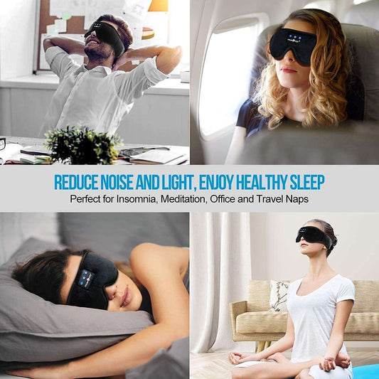 Black Bluetooth 5.2 Headband Sleeping Headphones, Wireless Music Earbuds