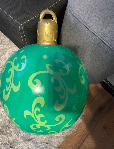 60CM Inflatable Christmas Ornament Ball - Giant Outdoor PVC Decoration for Festive Xmas Trees