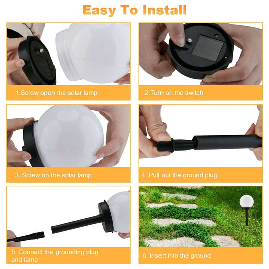 Cold White Solar Pathway Lights for Garden, Lawn, Patio, and Landscape - Decorative Ball Design for Outdoor Lighting outdoor lights hiparts