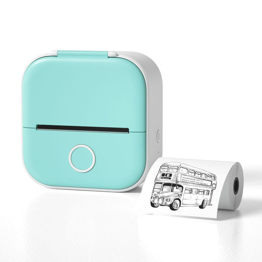 All green Compact Bluetooth Thermal Label and Photo Printer - Portable, Mini Wireless Printer for Home, Students, and Price Tag Labeling