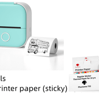 All green set Compact Bluetooth Thermal Label and Photo Printer - Portable, Mini Wireless Printer for Home, Students, and Price Tag Labeling