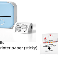 Blue set / USB Compact Bluetooth Thermal Label and Photo Printer - Portable, Mini Wireless Printer for Home, Students, and Price Tag Labeling