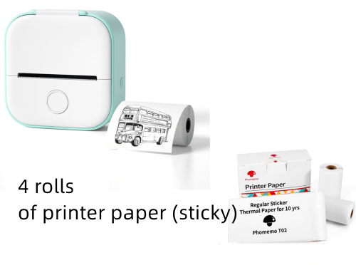 Green set Compact Bluetooth Thermal Label and Photo Printer - Portable, Mini Wireless Printer for Home, Students, and Price Tag Labeling