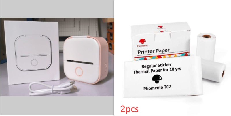 Pink set5 Compact Bluetooth Thermal Label and Photo Printer - Portable, Mini Wireless Printer for Home, Students, and Price Tag Labeling