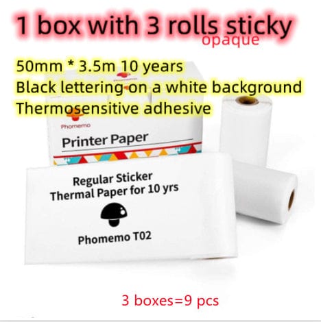 Printer paper 3pcs Compact Bluetooth Thermal Label and Photo Printer - Portable, Mini Wireless Printer for Home, Students, and Price Tag Labeling