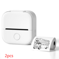 White 2pcs Compact Bluetooth Thermal Label and Photo Printer - Portable, Mini Wireless Printer for Home, Students, and Price Tag Labeling