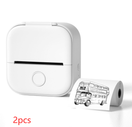 White 2pcs Compact Bluetooth Thermal Label and Photo Printer - Portable, Mini Wireless Printer for Home, Students, and Price Tag Labeling