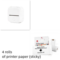 White set / USB Compact Bluetooth Thermal Label and Photo Printer - Portable, Mini Wireless Printer for Home, Students, and Price Tag Labeling