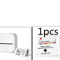 White Set1 / USB Compact Bluetooth Thermal Label and Photo Printer - Portable, Mini Wireless Printer for Home, Students, and Price Tag Labeling