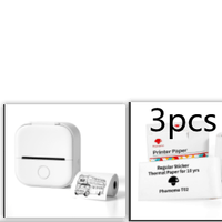 White Set2 / USB Compact Bluetooth Thermal Label and Photo Printer - Portable, Mini Wireless Printer for Home, Students, and Price Tag Labeling