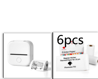 White Set3 / USB Compact Bluetooth Thermal Label and Photo Printer - Portable, Mini Wireless Printer for Home, Students, and Price Tag Labeling