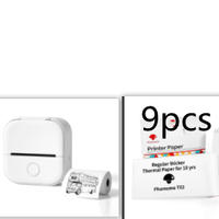 White Set4 / USB Compact Bluetooth Thermal Label and Photo Printer - Portable, Mini Wireless Printer for Home, Students, and Price Tag Labeling