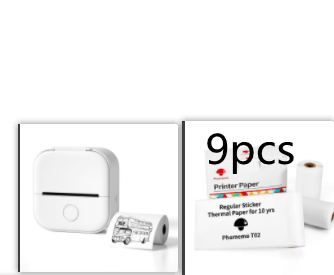 White Set4 / USB Compact Bluetooth Thermal Label and Photo Printer - Portable, Mini Wireless Printer for Home, Students, and Price Tag Labeling