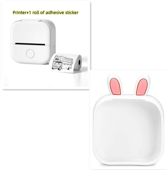 White SetD / USB Compact Bluetooth Thermal Label and Photo Printer - Portable, Mini Wireless Printer for Home, Students, and Price Tag Labeling