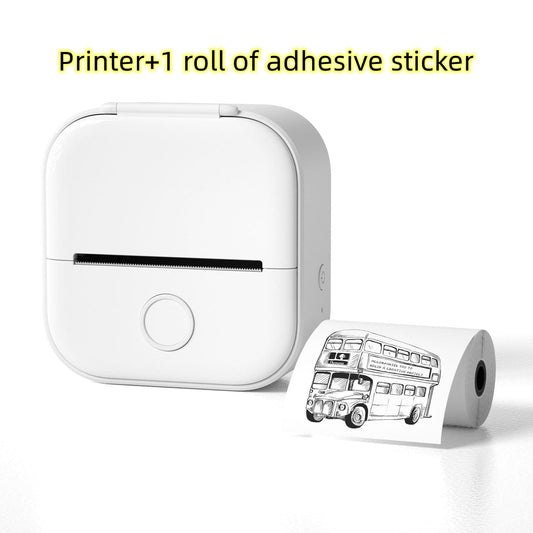 White / USB Compact Bluetooth Thermal Label and Photo Printer - Portable, Mini Wireless Printer for Home, Students, and Price Tag Labeling