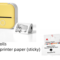 Yellow set / USB Compact Bluetooth Thermal Label and Photo Printer - Portable, Mini Wireless Printer for Home, Students, and Price Tag Labeling