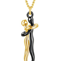 Black  Gold Couple Affectionate Hug Embrace Pendant Necklace Women Valentine'S Day Gifts US