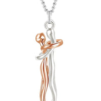 Rose Gold  Silver Couple Affectionate Hug Embrace Pendant Necklace Women Valentine'S Day Gifts US