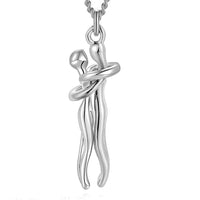 Silver Couple Affectionate Hug Embrace Pendant Necklace Women Valentine'S Day Gifts US