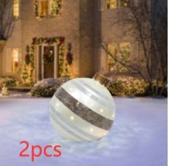 60CM Inflatable Christmas Ornament Ball - Giant Outdoor PVC Decoration for Festive Xmas Trees