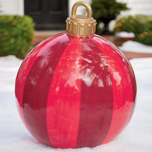 60CM Inflatable Christmas Ornament Ball - Giant Outdoor PVC Decoration for Festive Xmas Trees