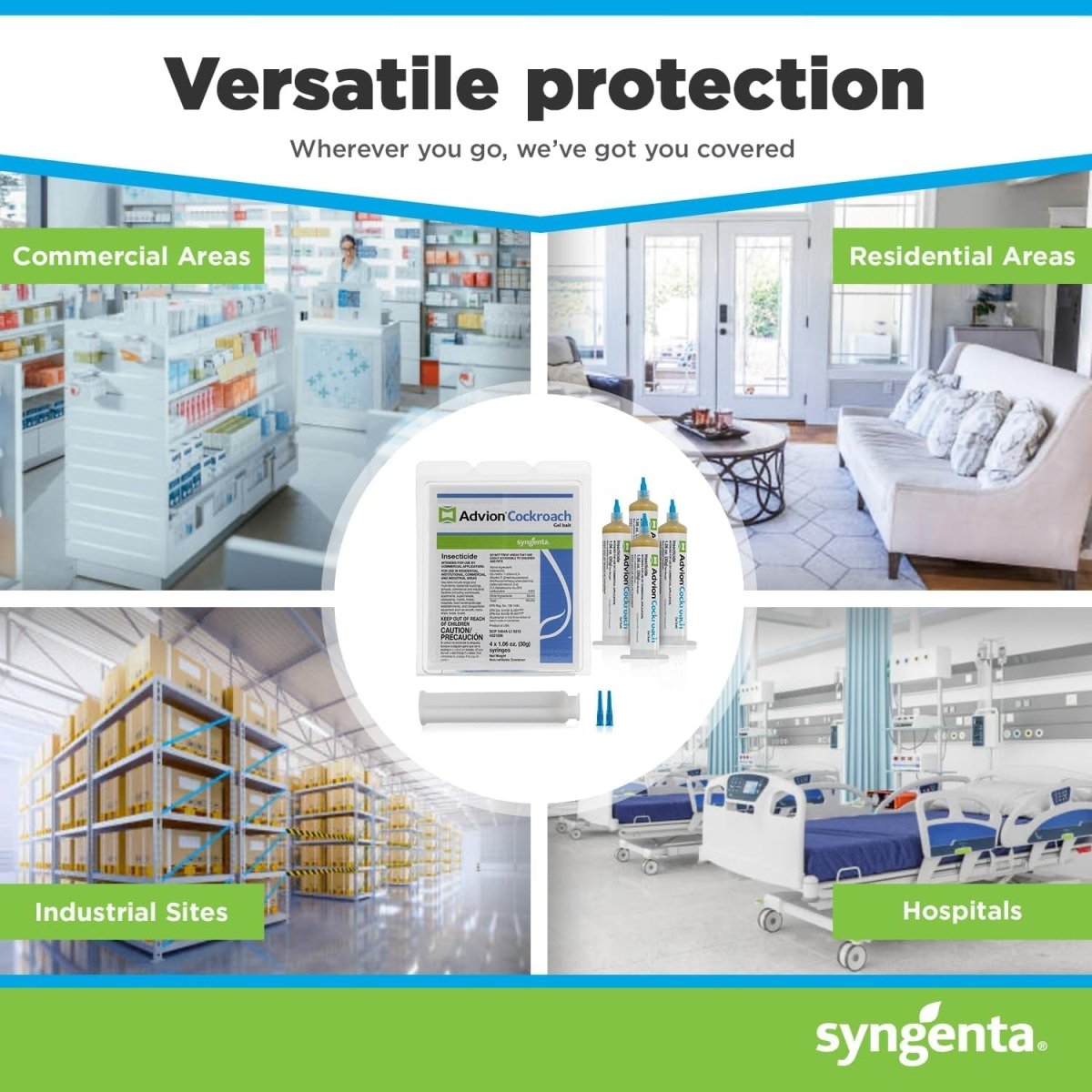 Advion Cockroach Gel Bait, 4 Tubes X 30-Grams, 1 Plunger and 2 Tips, German Roach Insect Pest Control, Indoor and Outdoor Use, Roach Killer Gel for American, German and Other Major Cockroach Species