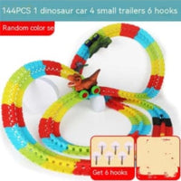 144 Sections Dino & Duck Adventure Track Set: Interactive Learning Toy with Anti-Gravity, Light, Music