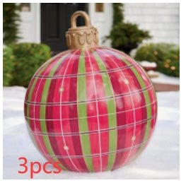 60CM Inflatable Christmas Ornament Ball - Giant Outdoor PVC Decoration for Festive Xmas Trees