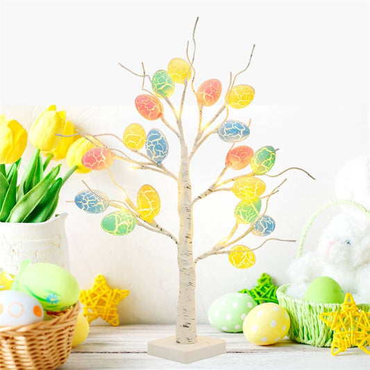 Easter Decoration 60cm Birch Tree with LED Lights: Spring Party Tabletop Ornaments