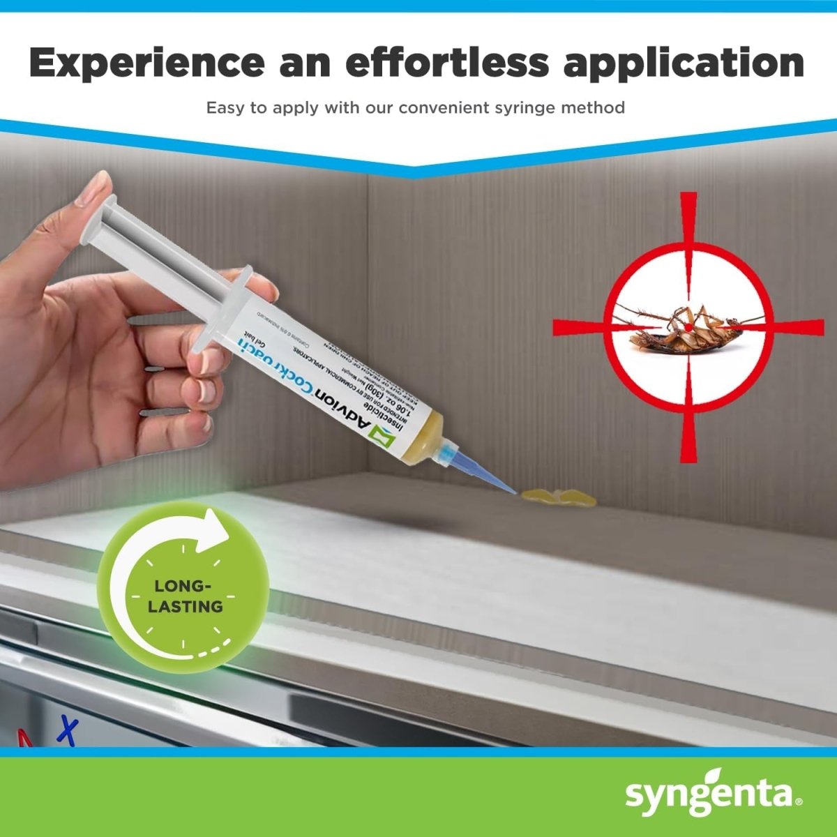 Advion Cockroach Gel Bait, 4 Tubes X 30-Grams, 1 Plunger and 2 Tips, German Roach Insect Pest Control, Indoor and Outdoor Use, Roach Killer Gel for American, German and Other Major Cockroach Species