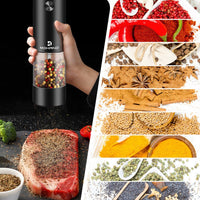 Battery Powered Electric Salt and Pepper Grinders with Adjustable Coarseness