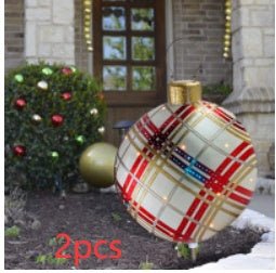 60CM Inflatable Christmas Ornament Ball - Giant Outdoor PVC Decoration for Festive Xmas Trees