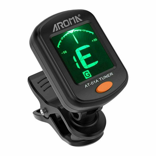 LCD Clip-On Chromatic Tuner for Guitar, Bass, Violin, Ukulele