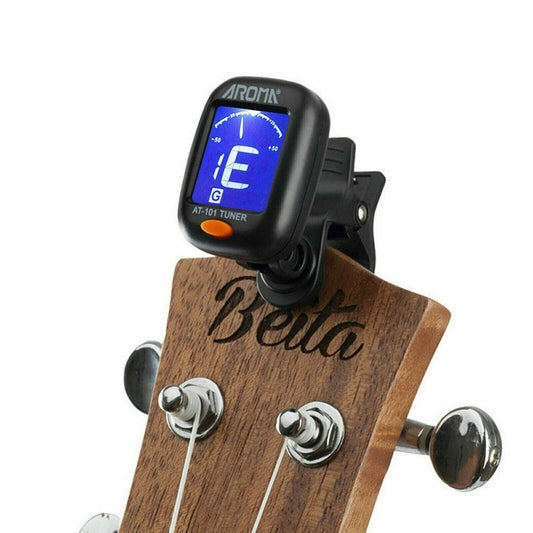 LCD Clip-On Chromatic Tuner for Guitar, Bass, Violin, Ukulele
