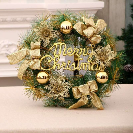 Festive Artificial Christmas Wreath with Flower Bow Garland Ideal for Front Door