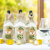 Festive Wine Bottle Covers Santa Claus and Snowman Duo for Christmas Cheer