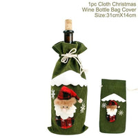 green Festive Wine Bottle Covers Santa Claus and Snowman Duo for Christmas Cheer