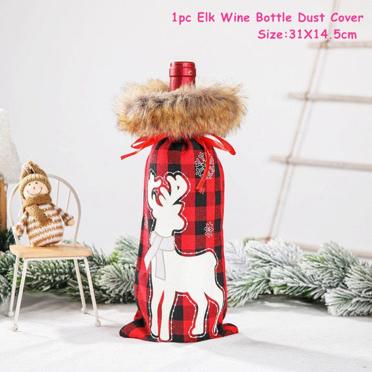TT Festive Wine Bottle Covers Santa Claus and Snowman Duo for Christmas Cheer