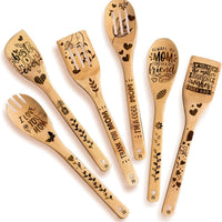 Mother Gift Gifts for Mom wooden spoons for Cooking & Serving 6 Pcs Set - Mothers Day