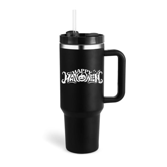 Halloween Cream black / 1200ML Halloween Thermal Mug 40oz Straw Coffee Insulation Cup With Handle