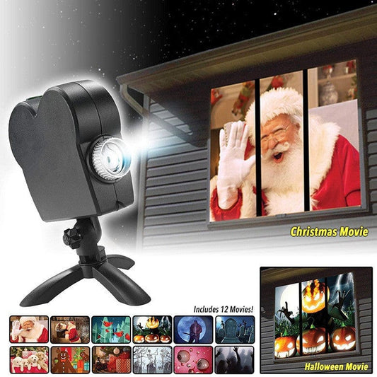 Black / US Holiday Laser Projector: 12 Movies, Indoor/Outdoor