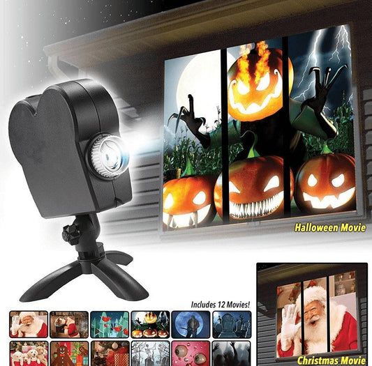 Black / US Holiday Laser Projector: 12 Movies, Indoor/Outdoor