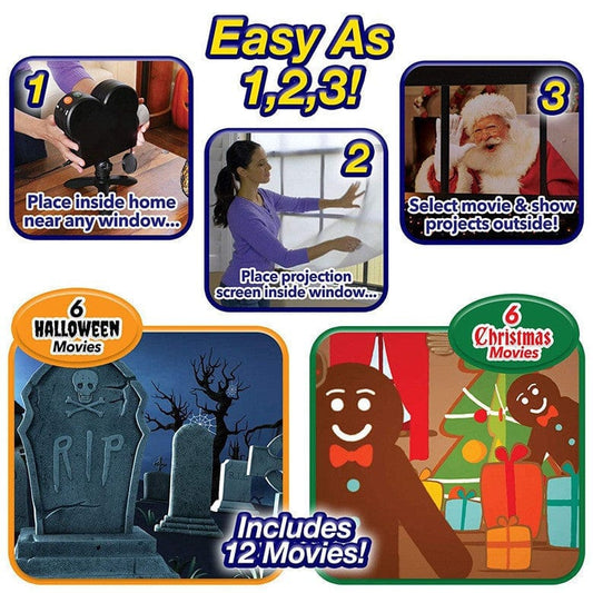 Black / US Holiday Laser Projector: 12 Movies, Indoor/Outdoor