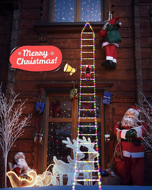 Multicolor / 10Ft LED Christmas Lights - 10Ft Christmas Decorative Ladder Lights with Santa Claus, Christmas Decorations Lights